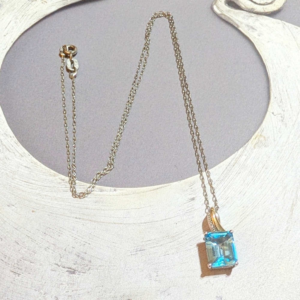 Alwand Vahan 10kt and Sterling 3ct Swiss Blue Topaz Necklace - Picture 6 of 8